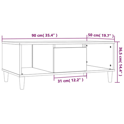 Soffbord betonggrå 90x50x36,5 cm konstruerat trä