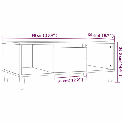 Soffbord brun ek 90x50x36,5 cm konstruerat trä