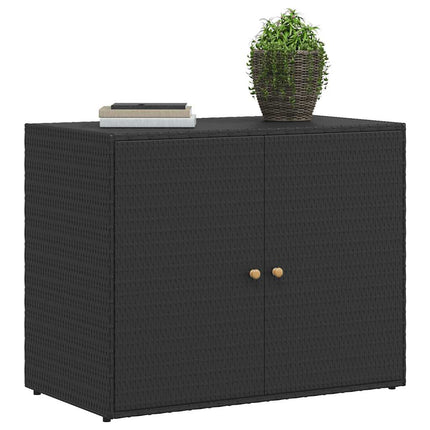 Förvaringsskåp för trädgården svart 100x55,5x80 cm konstrotting