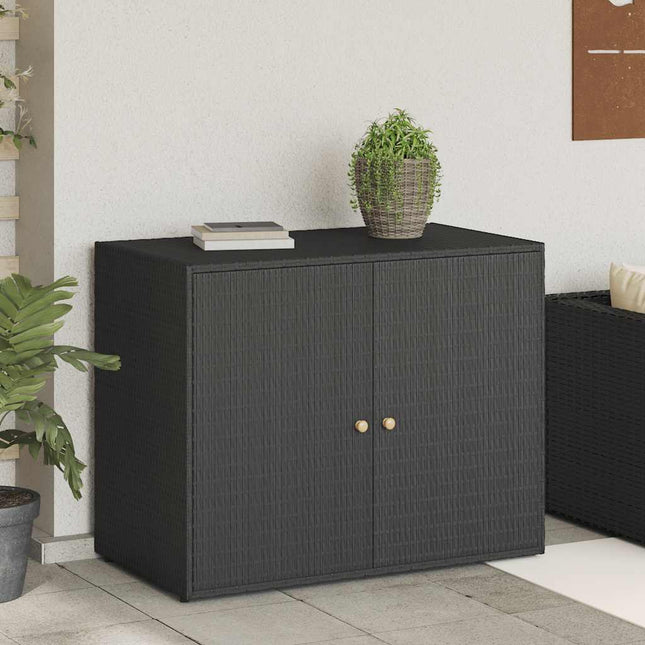 Förvaringsskåp för trädgården svart 100x55,5x80 cm konstrotting