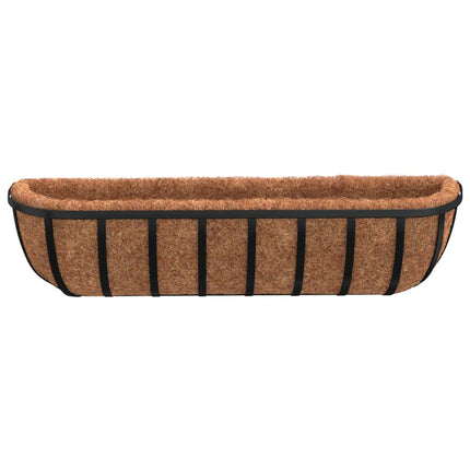 Blomlådor 2 st med kokosfibrer svart 76x21x16 cm stål