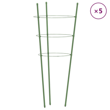 Växtstöd med 3 ringar 5 st grön 75 cm stål