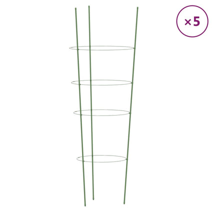 Växtstöd med 4 ringar 5 st grön 90 cm stål