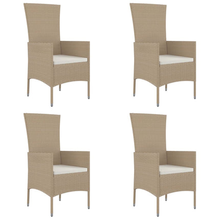 Trädgårdsstolar med dynor 4 st konstrotting beige