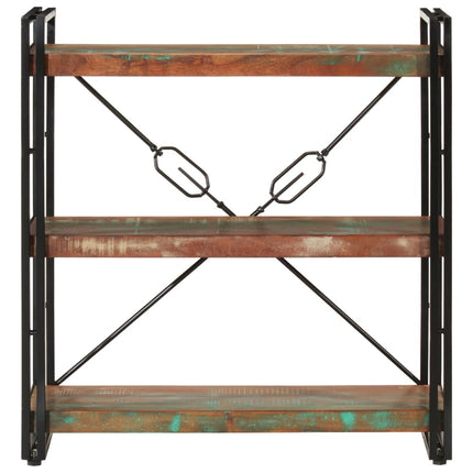Bokhylla 3 hyllplan 77x30x80 cm massivt återvunnet trä och järn