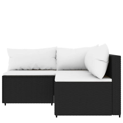 Loungegrupp för trädgården med dynor 3 delar svart konstrotting