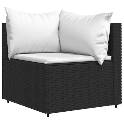 Loungegrupp för trädgården med dynor 3 delar svart konstrotting