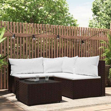 Loungegrupp för trädgården med dynor 4 delar konstrotting brun