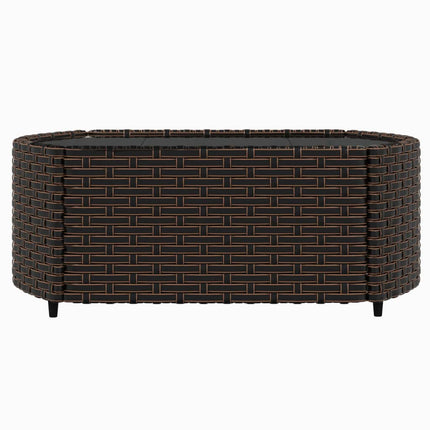 Loungegrupp för trädgården med dynor 4 delar konstrotting brun