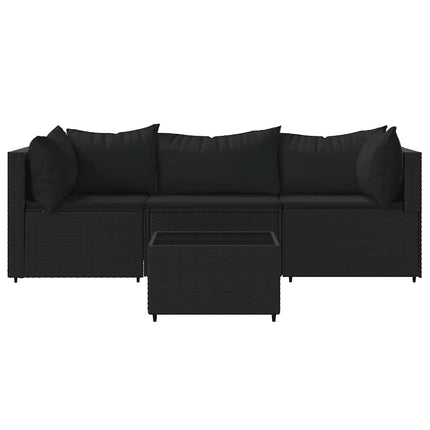 Loungegrupp för trädgården med dynor 4 delar svart konstrotting
