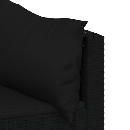 Loungegrupp för trädgården med dynor 4 delar svart konstrotting