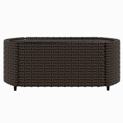 Loungegrupp för trädgården med dynor 4 delar konstrotting brun