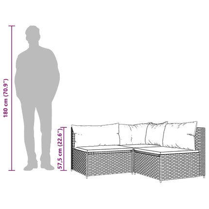 Loungegrupp för trädgården med dynor 3 delar konstrottning brun