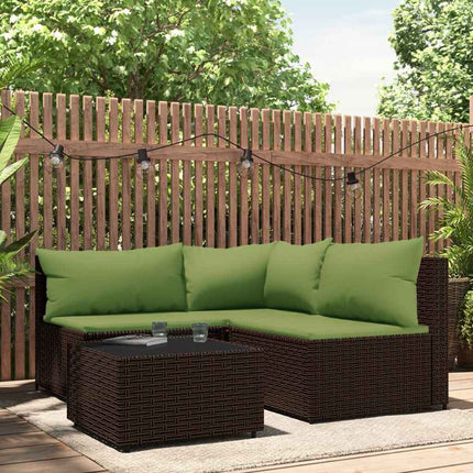 Loungegrupp för trädgården med dynor 4 delar konstrotting brun