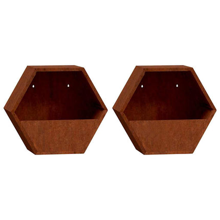 Odlingslådor för vägg 2 st rosttrögt stål 30x10x25 cm