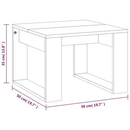 Sidobord rökfärgad ek 50x50x35 cm konstruerat trä