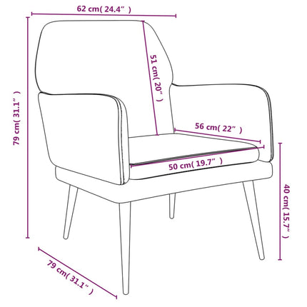 Fåtölj rosa 62x79x79 cm sammet
