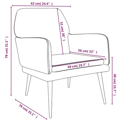 Loungestol gräddvit 62x79x79 cm sammet