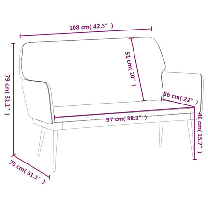 Bänk rosa 108x79x79 cm sammet