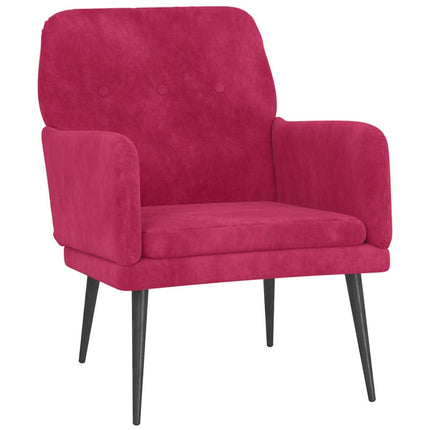 Fåtölj vinröd 62x79x79 cm sammet