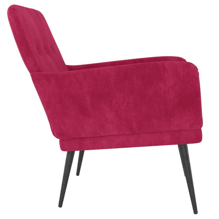 Fåtölj vinröd 62x79x79 cm sammet