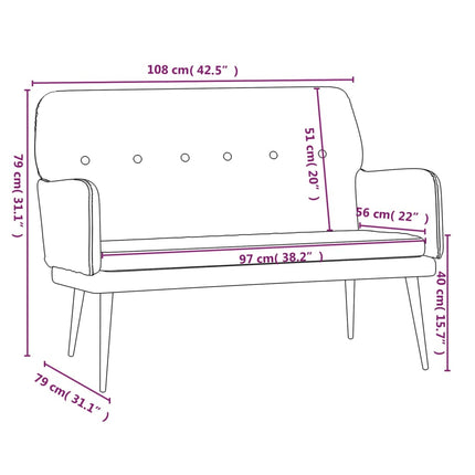 Bänk rosa 108x79x79 cm sammet