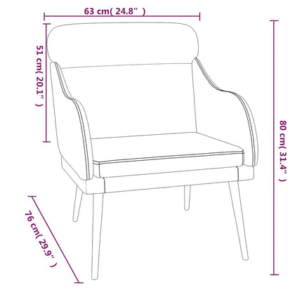 Fåtölj gul 63x76x80 cm sammet