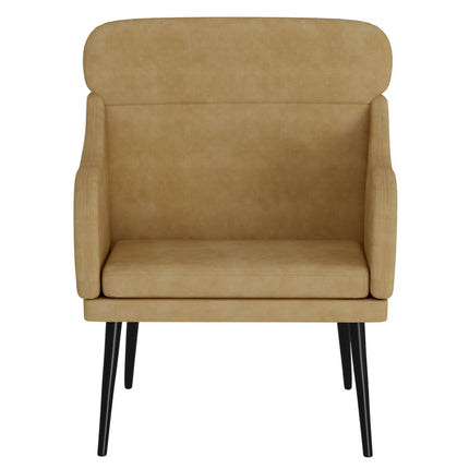 Fåtölj brun 63x76x80 cm sammet