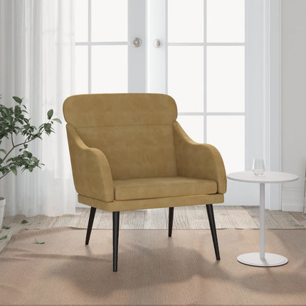 Fåtölj brun 63x76x80 cm sammet