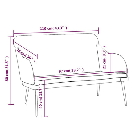 Bänk svart 110x76x80 cm sammet