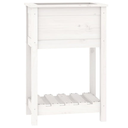 Odlingslåda med hylla vit 54x34,5x81 cm massiv furu