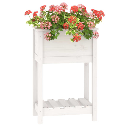 Odlingslåda med hylla vit 54x34,5x81 cm massiv furu