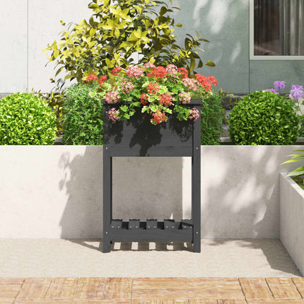 Odlingslåda med hylla grå 54x34,5x81 cm massiv furu