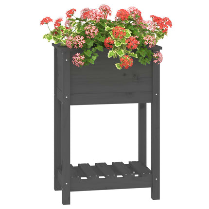 Odlingslåda med hylla grå 54x34,5x81 cm massiv furu