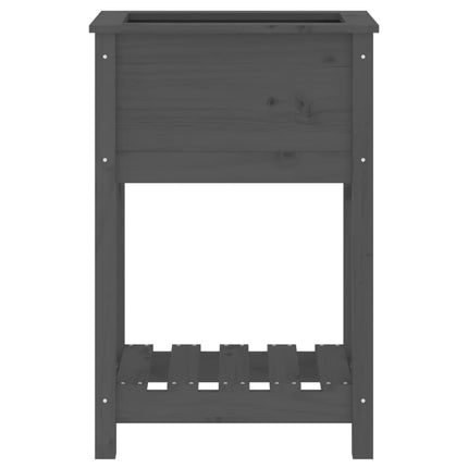 Odlingslåda med hylla grå 54x34,5x81 cm massiv furu