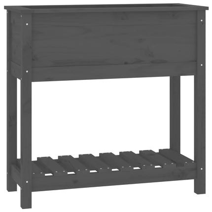 Odlingslåda med hylla grå 82,5x34,5x81 cm massiv furu