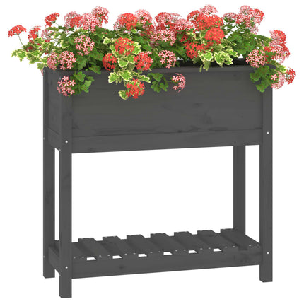 Odlingslåda med hylla grå 82,5x34,5x81 cm massiv furu
