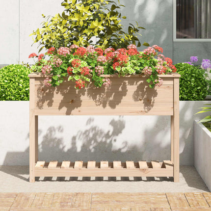 Odlingslåda med hylla 111,5x34,5x81 cm massiv furu