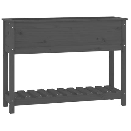 Odlingslåda med hylla grå 111,5x34,5x81 cm massiv furu