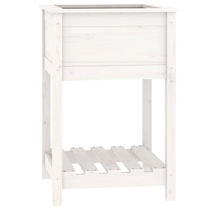 Odlingslåda med hylla vit 54x54x81 cm massiv furu