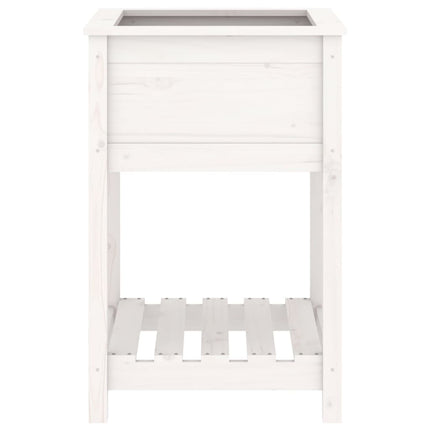 Odlingslåda med hylla vit 54x54x81 cm massiv furu