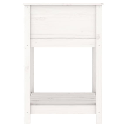 Odlingslåda med hylla vit 54x54x81 cm massiv furu
