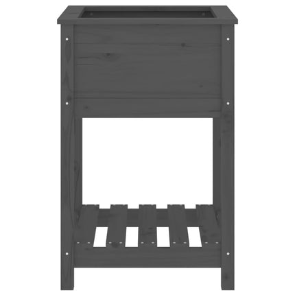 Odlingslåda med hylla grå 54x54x81 cm massiv furu