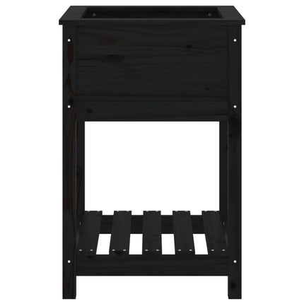 Odlingslåda med hylla svart 54x54x81 cm massiv furu