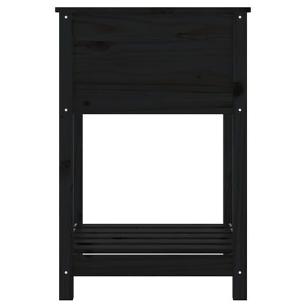 Odlingslåda med hylla svart 54x54x81 cm massiv furu