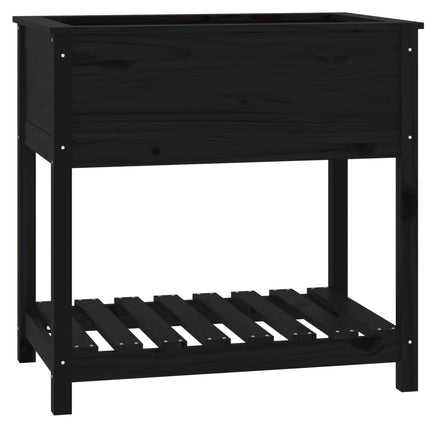 Odlingslåda med hylla svart 82,5x54x81 cm massiv furu