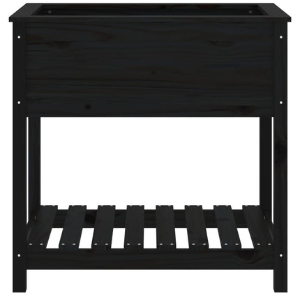Odlingslåda med hylla svart 82,5x54x81 cm massiv furu