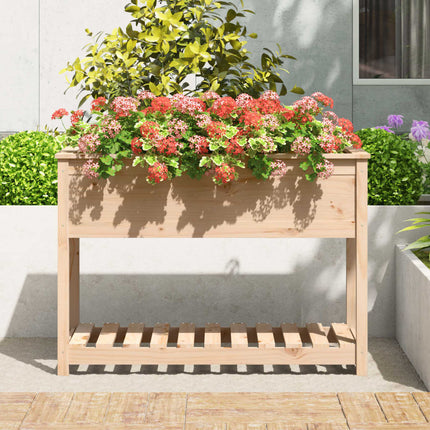 Odlingslåda med hylla 111,5x54x81 cm massiv furu