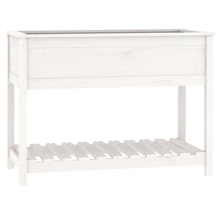 Odlingslåda med hylla vit 111,5x54x81 cm massiv furu