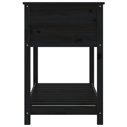 Odlingslåda med hylla svart 111,5x54x81 cm massiv furu